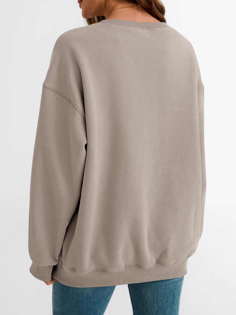 EFAN Womens Sweatshirts Oversized Crewneck Y2K Fleece Hoodies Fall Fashion 2026 Teen Girls Cute Winter Clothes Sweater CoffeeGrey M - Image 4