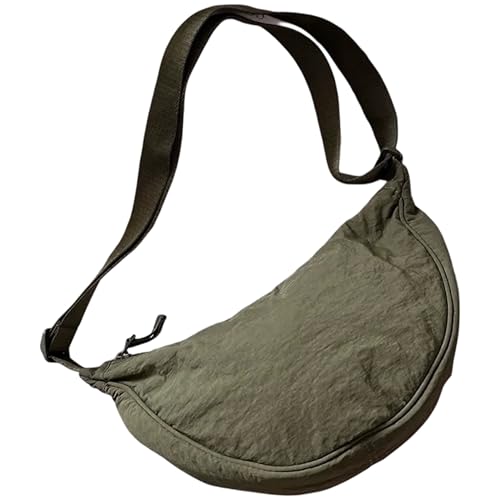 GLOSSY Crescent Bag Half-Moon Shaped Crossbody Shoulder Bag with Adjustable Strap for Women Men School Sport Travel (Green) - Image 1