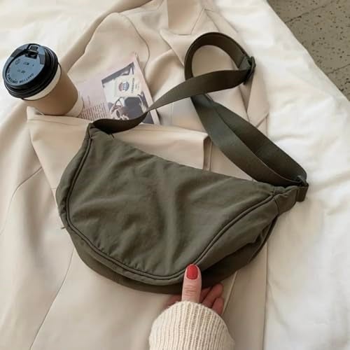 GLOSSY Crescent Bag Half-Moon Shaped Crossbody Shoulder Bag with Adjustable Strap for Women Men School Sport Travel (Green) - Image 2