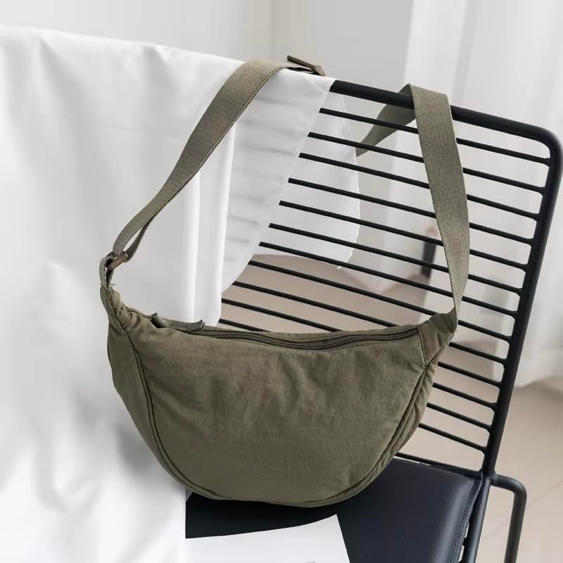 GLOSSY Crescent Bag Half-Moon Shaped Crossbody Shoulder Bag with Adjustable Strap for Women Men School Sport Travel (Green) - Image 4