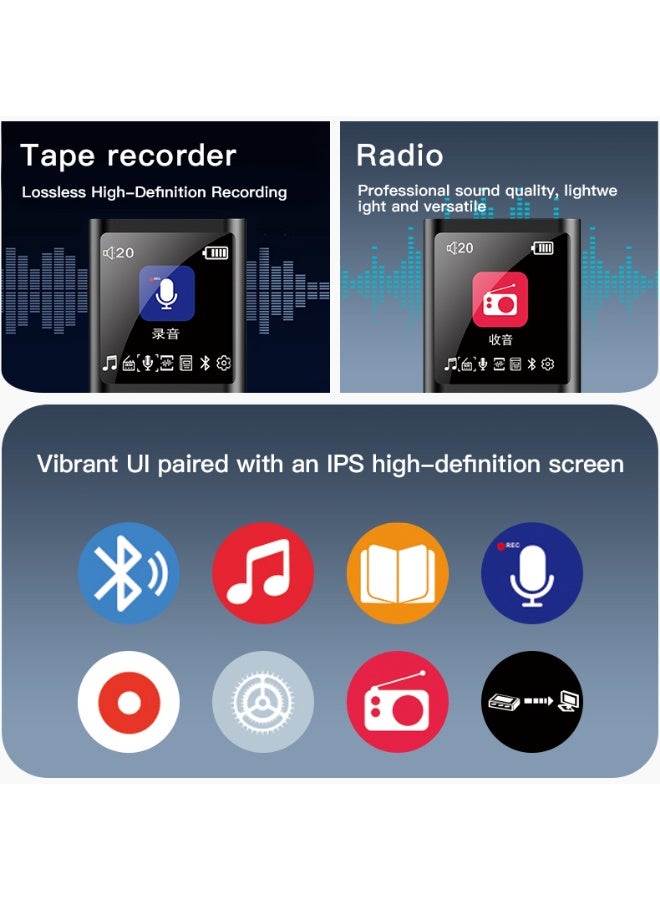 Egolav Multi-functional 128G Bluetooth MP3 player, student walkman, lossless music, classroom recording, e-book and FM radio recording functions, is a multifunctional portable music player. The perfect choice for friends and classmates as gifts (black) - Image 4