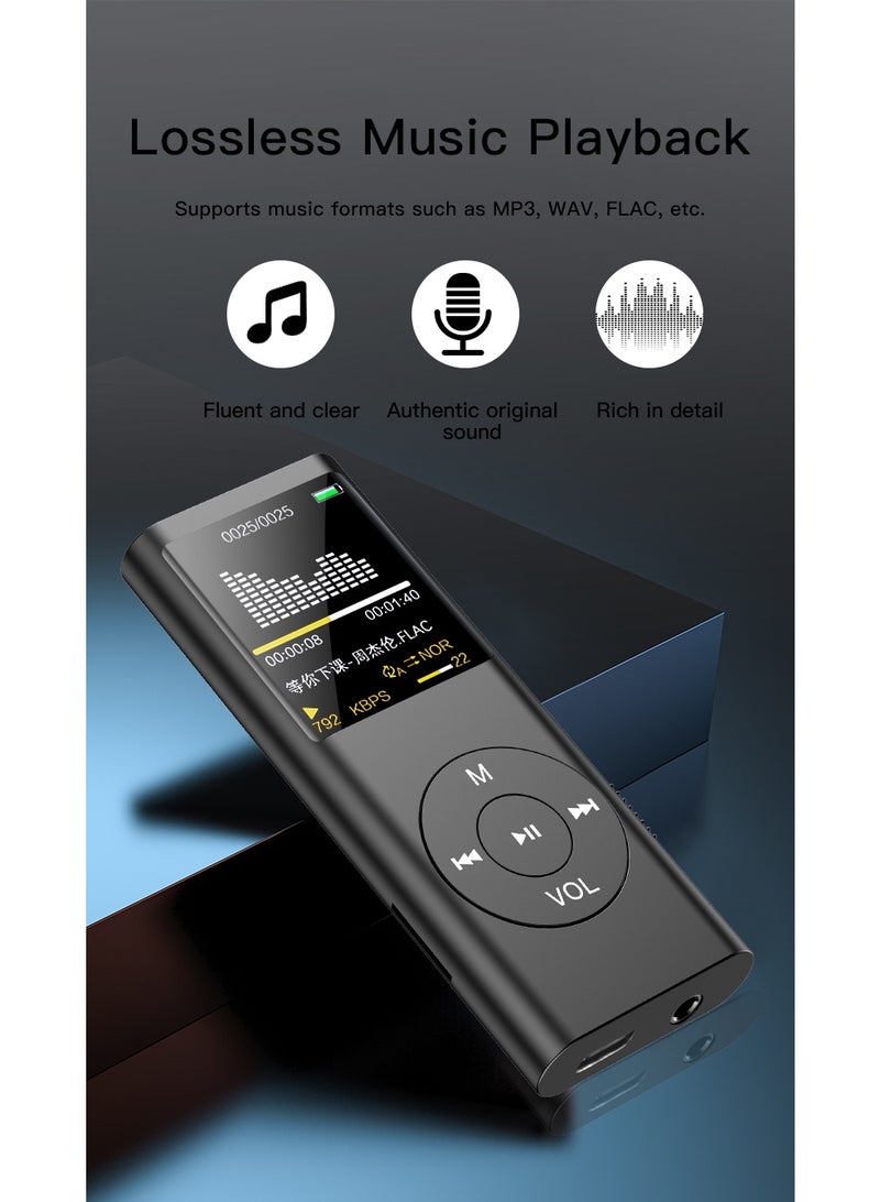 Egolav Multi-functional 128G Bluetooth MP3 player, student walkman, lossless music, classroom recording, e-book and FM radio recording functions, is a multifunctional portable music player. The perfect choice for friends and classmates as gifts (black) - Image 5