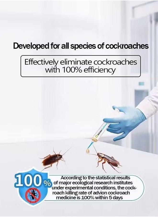 Cockroach - مجموعة طُعم جل الصراصير البني طُعم جل أصلي لمكافحة الصراصير من الولايات المتحدة الأمريكية يتضمن (2 أنبوب + 2 مكبس + 2 طرف) 60 جرامًا - Image 1