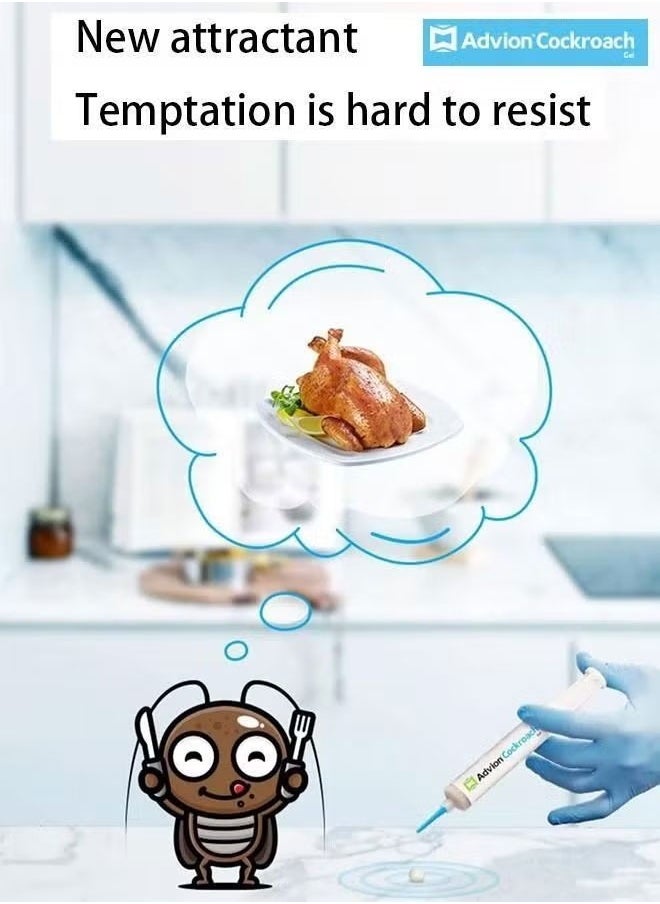 Cockroach - مجموعة طُعم جل الصراصير البني طُعم جل أصلي لمكافحة الصراصير من الولايات المتحدة الأمريكية يتضمن (2 أنبوب + 2 مكبس + 2 طرف) 60 جرامًا - Image 1