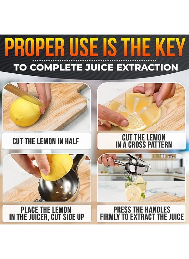LEGLO Lemon Squeezer Manual Citrus Juicer-Professional Stainless Steel Lemon Juicer with Ergonomic Handle and Threaded Groove for Fruit Juice - Image 4