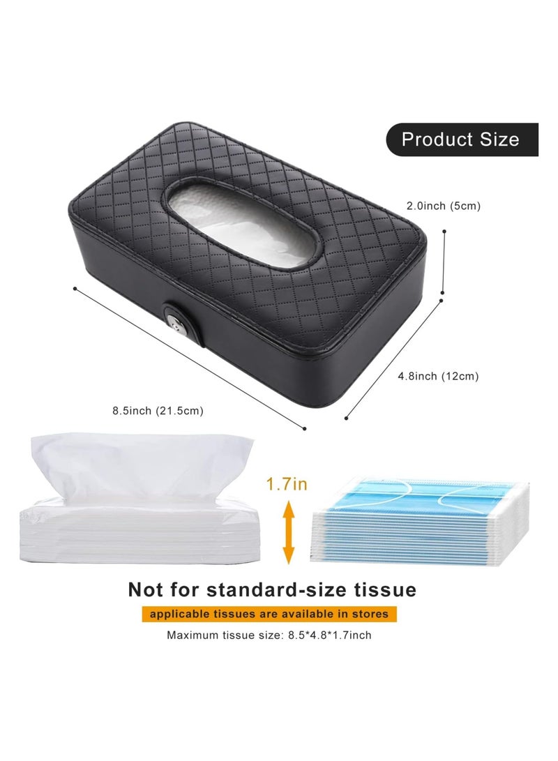 Car Tissue Holder - Mask Holder For Car - PU Leather Backseat Car Kleenex Holder,Wipes Dispenser For Car Visor,Car Tissue Holder Napkin Box - Image 2