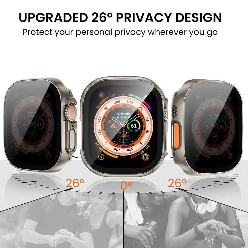 Tensea [3PCS for Apple Watch Screen Protector Case Ultra 3 / Ultra 2 / Ultra 49mm Accessories, iWatch Protective Face Cover for Women Men, Tempered Glass Film Hard Bumper for iPhone Watch 49 mm - Image 3