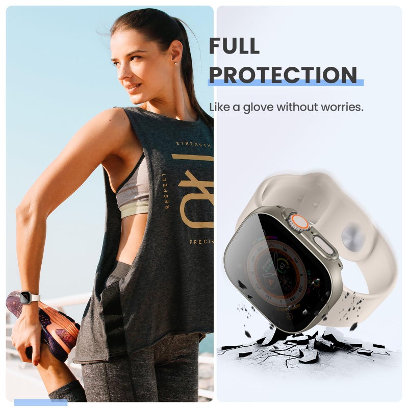 Tensea [3PCS for Apple Watch Screen Protector Case Ultra 3 / Ultra 2 / Ultra 49mm Accessories, iWatch Protective Face Cover for Women Men, Tempered Glass Film Hard Bumper for iPhone Watch 49 mm - Image 4