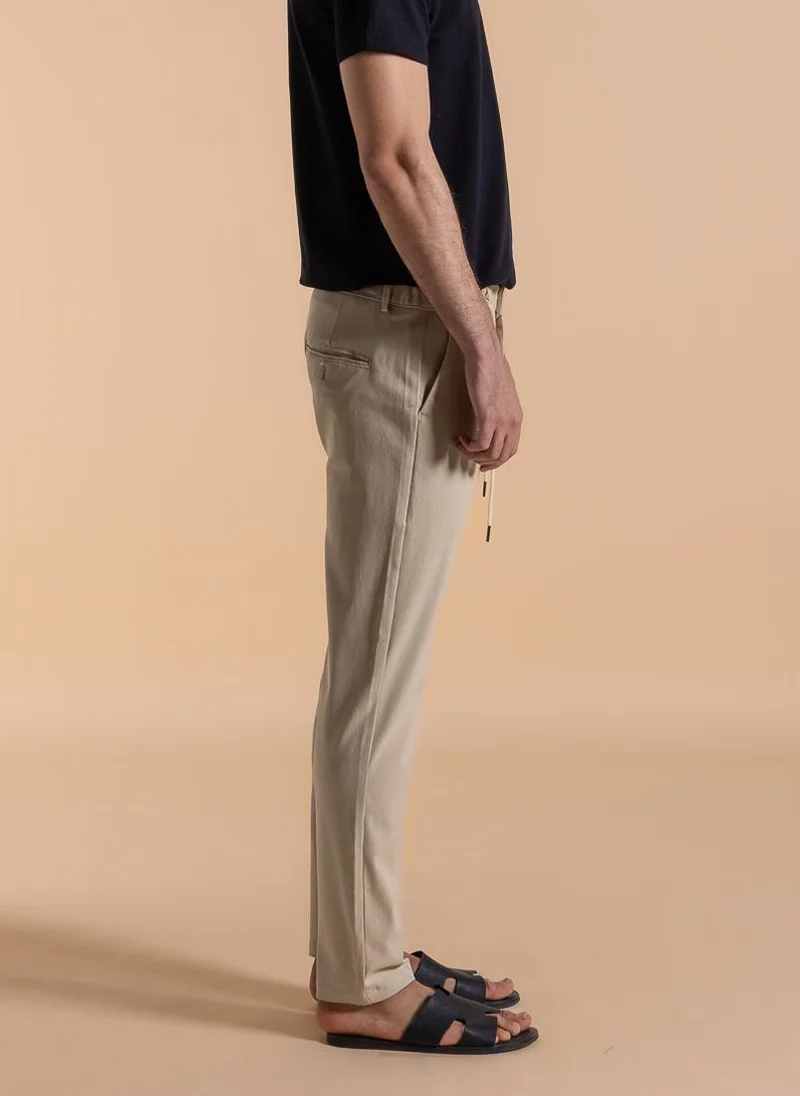 Shapes beige DETAILED SLIM COMFORT TROUSERS for Men | Best Price UAE