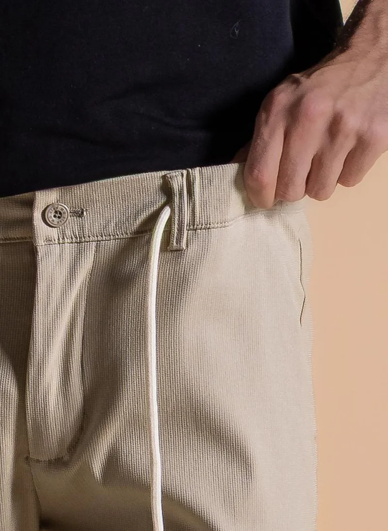 Shapes beige DETAILED SLIM COMFORT TROUSERS for Men | Best Price UAE