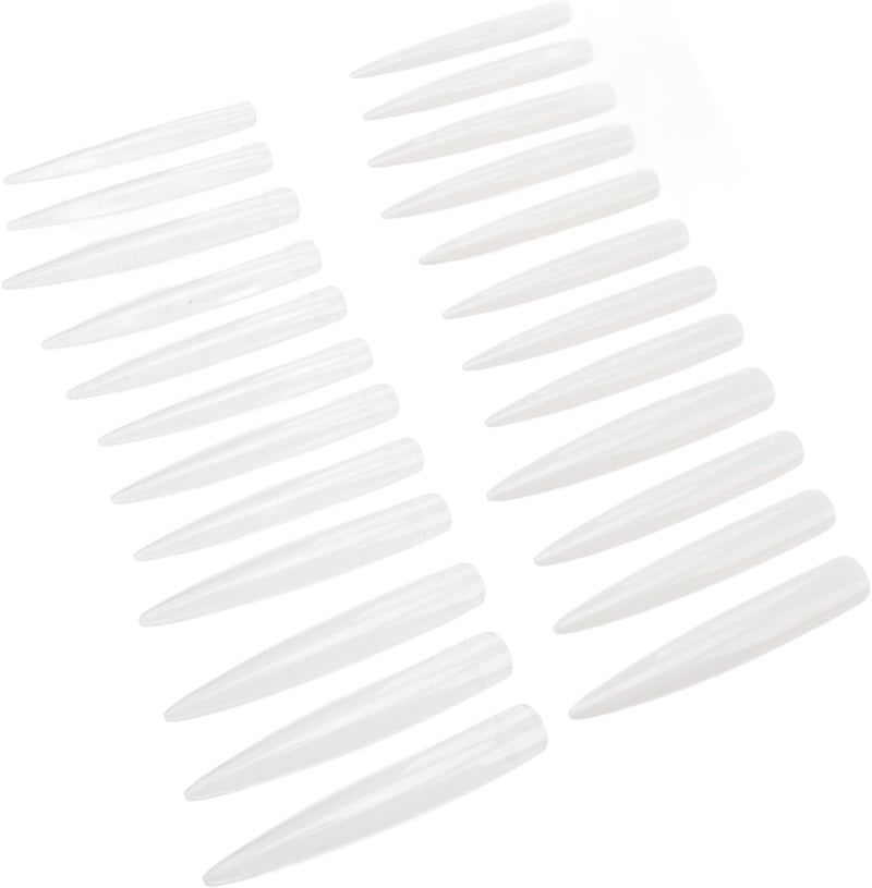 240pcs Stiletto Nail Tips Clear White Extra Long Full Cover False Nails for Acrylic Manicure Easy Apply Professional Nail Salon DIY Kit