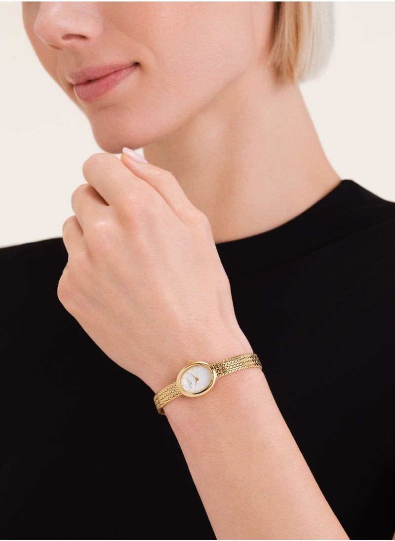 RoseField Mini Oval White Dial Gold Woven Mesh Strap - MWGMG-M02  - Image 4