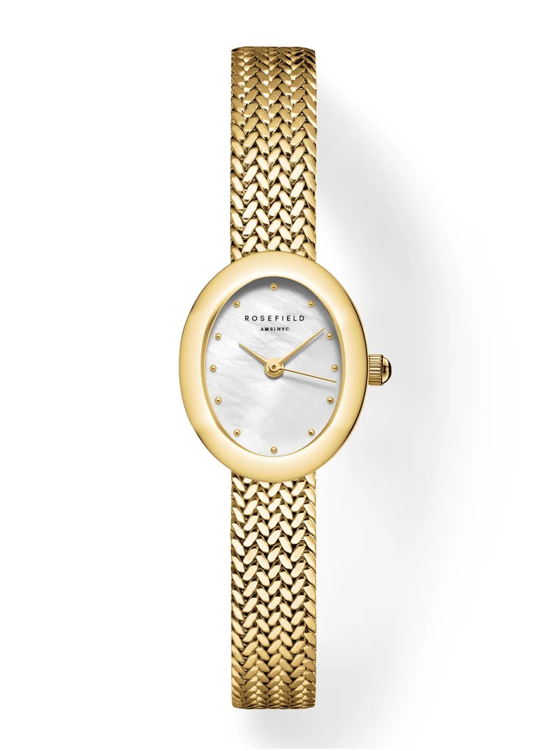 RoseField Mini Oval White Dial Gold Woven Mesh Strap - MWGMG-M02