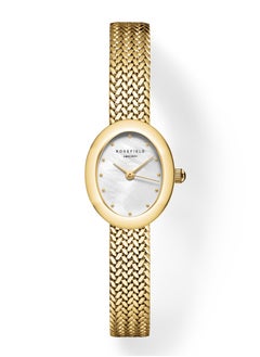Mini Oval White Dial Gold Woven Mesh Strap - MWGMG-M02