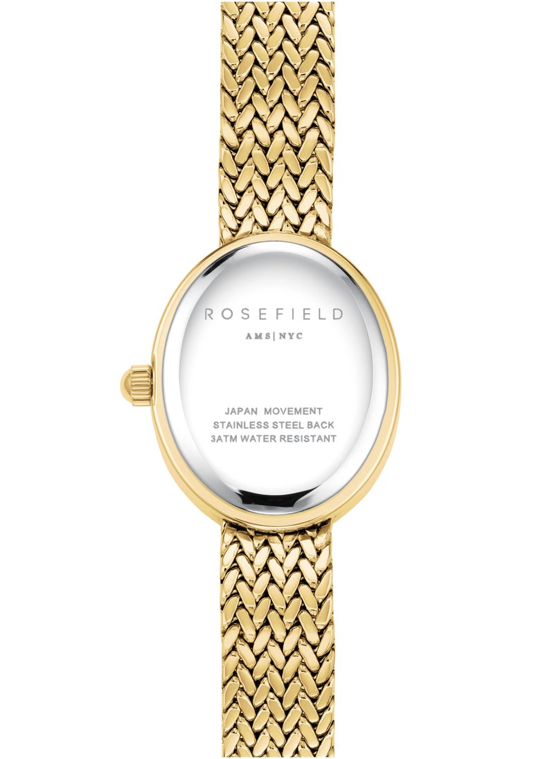 RoseField Mini Oval White Dial Gold Woven Mesh Strap - MWGMG-M02  - Image 3