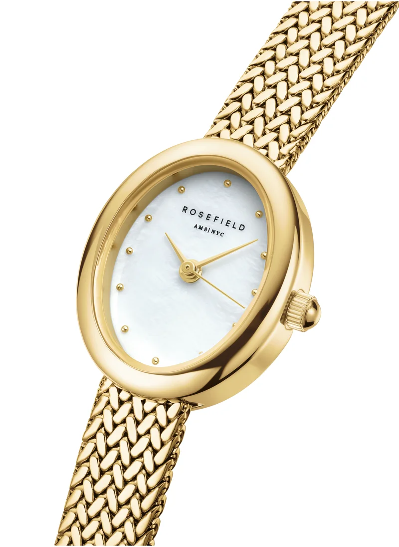 RoseField Mini Oval White Dial Gold Woven Mesh Strap - MWGMG-M02