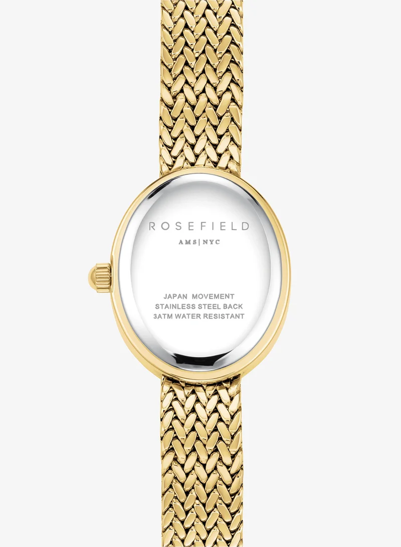 Rosefield  Mini Oval White Dial Gold Woven Mesh Strap - MWGMG-M02 for Women | Best Price UAE