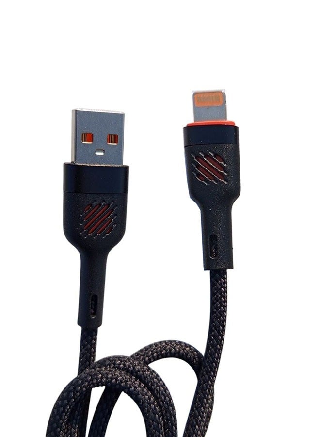 Fast Charging and Data Sync Cable, USB to Lightning Made of Durable Nylon Compatible with 14 13 12 11 Pro Max XS XR X 8 7 Plus 6S - Black  - Image 1