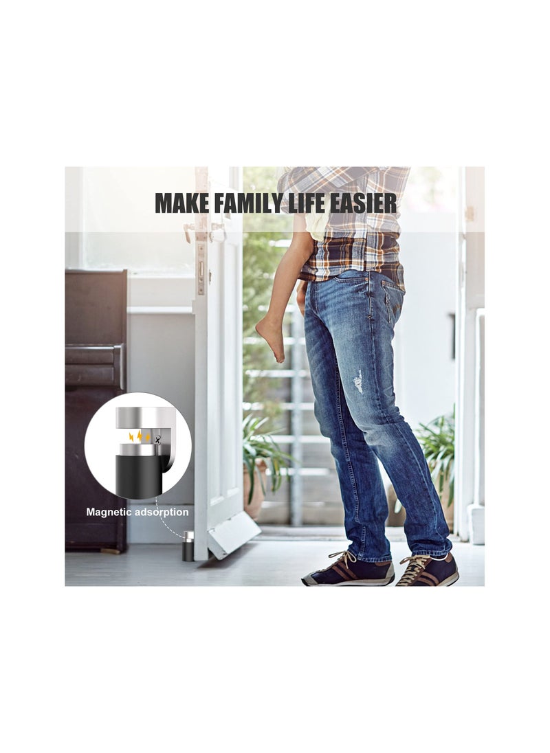 Cylindrical Floor Mount Door Stop Stainless Steel Heavy Duty Magnetic Stopper Height Adjustable Brushed Satin Holder Floor Mount Catch - Image 2