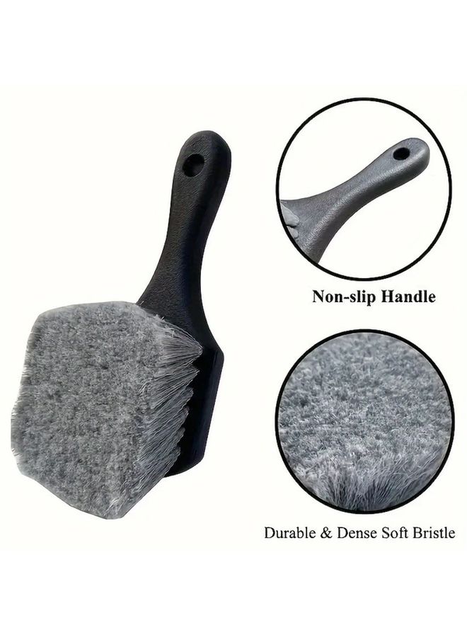 Three Piece Tire Brush Set With Ergonomic Handle For Wheel Rim Interior Cleaning - Image 4