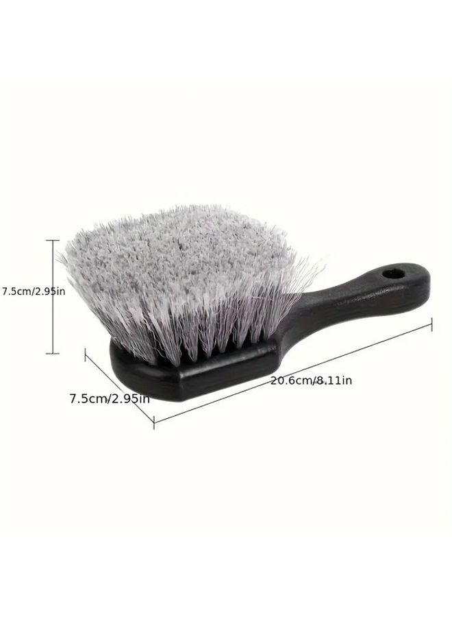 Three Piece Tire Brush Set With Ergonomic Handle For Wheel Rim Interior Cleaning - Image 2