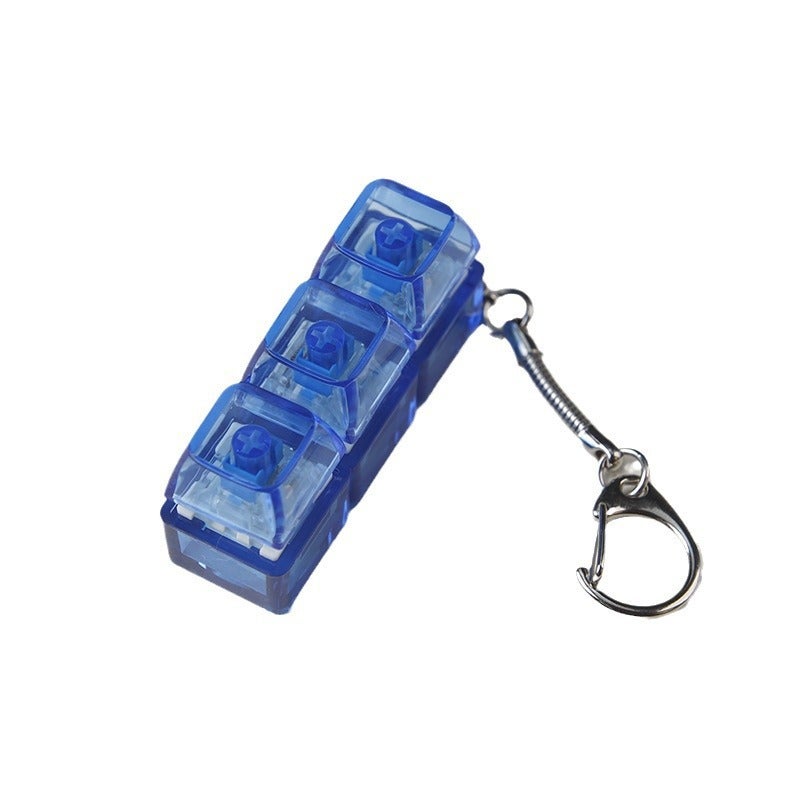 PC fully transparent material decompression shaft tester press sound crisp 2 holes 3 holes 4 holes key chain with light transparent cap 3-hole blue transparent with light * 1 