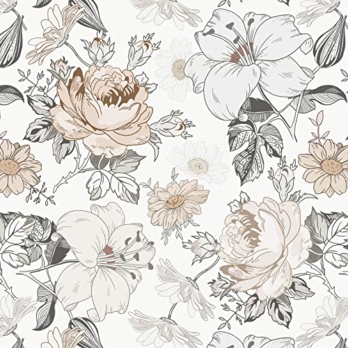 Hopepak 15.5''x787'' Floral Peel and Stick Wallpaper Modern Contact Paper Vinyl Self Adhesive Removable Wall Paper for Bedroom Nursery Living Room Mural Decorative - Image 1