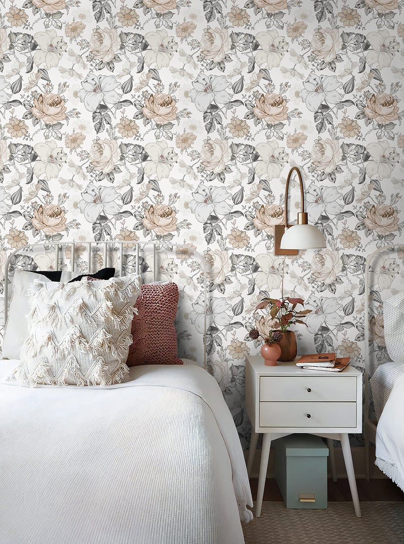 Hopepak 15.5''x787'' Floral Peel and Stick Wallpaper Modern Contact Paper Vinyl Self Adhesive Removable Wall Paper for Bedroom Nursery Living Room Mural Decorative - Image 3
