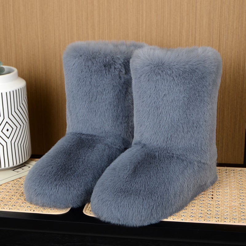 New Style Mao Mao Boots Winter High-Top Casual Snow Boots Imitation Rabbit Fur One Warm Mao Mao Boots - Image 1