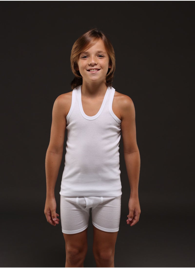 DeloPik EveryOne Boys Cotton white undershirt,Vest and boxer underwear set(pack of 1)(13-14 years)  - Image 1