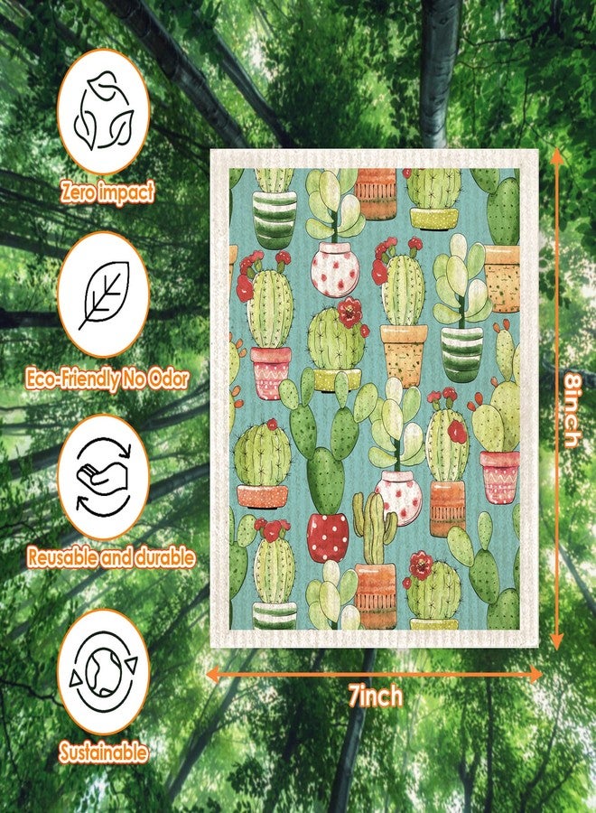 Morigins Cactus Swedish Dish Cloths 6 Pack Reusable Compostable Kitchen Cloth,Cellulose Sponge Dish Cloths Dish Towel Set - Image 2