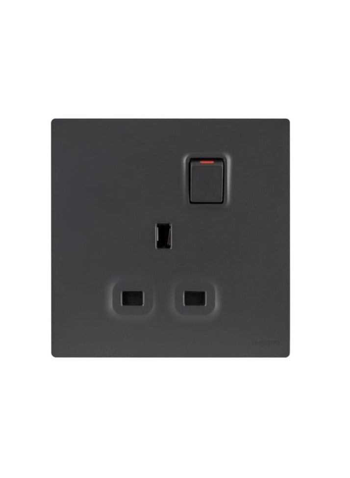 Legrand Mallia Senses - 1 Gang BS Switched Socket Outlet Single Pole -13A - Matt Black – 281111 MB - Image 2