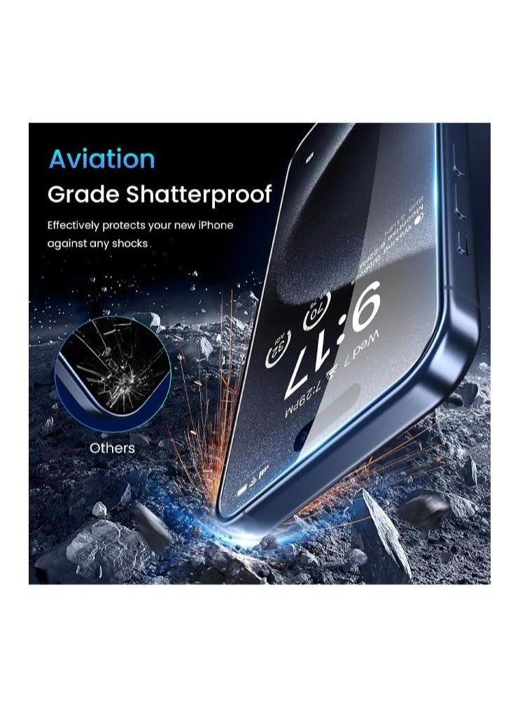 إلترازون واقي شاشة مصمم لهاتف iPhone 15 Pro Max من الزجاج المقسى المضاد للخدش، شفاف عالي الدقة من الحافة إلى الحافة، واقي شاشة فيلم صديق للتغطية الكاملة لهاتف Apple iPhone 15 Pro Max - Image 2