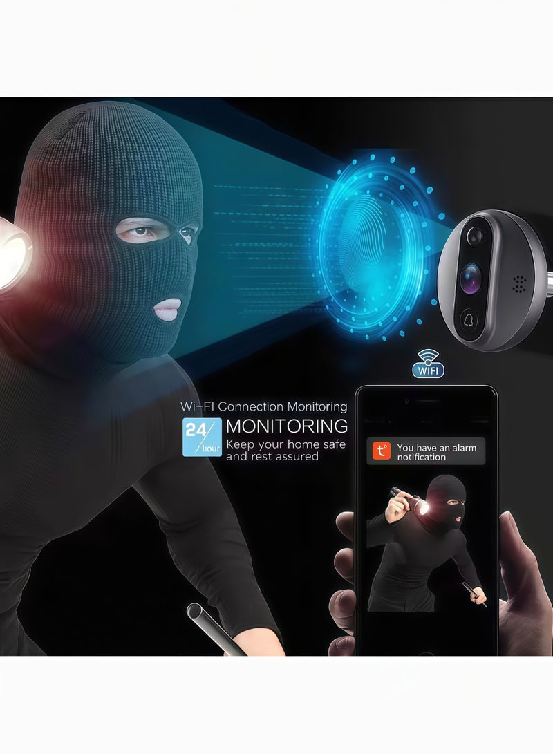 Door Viewer Camera D300, 3MP Wire-Free Doorbellwith 4.3" LCD Display,with 64GB Memory Card，5000mAh Rechargeable Battery, 166° Wide View, Motion Detection Alerts, Night Vision - Image 4