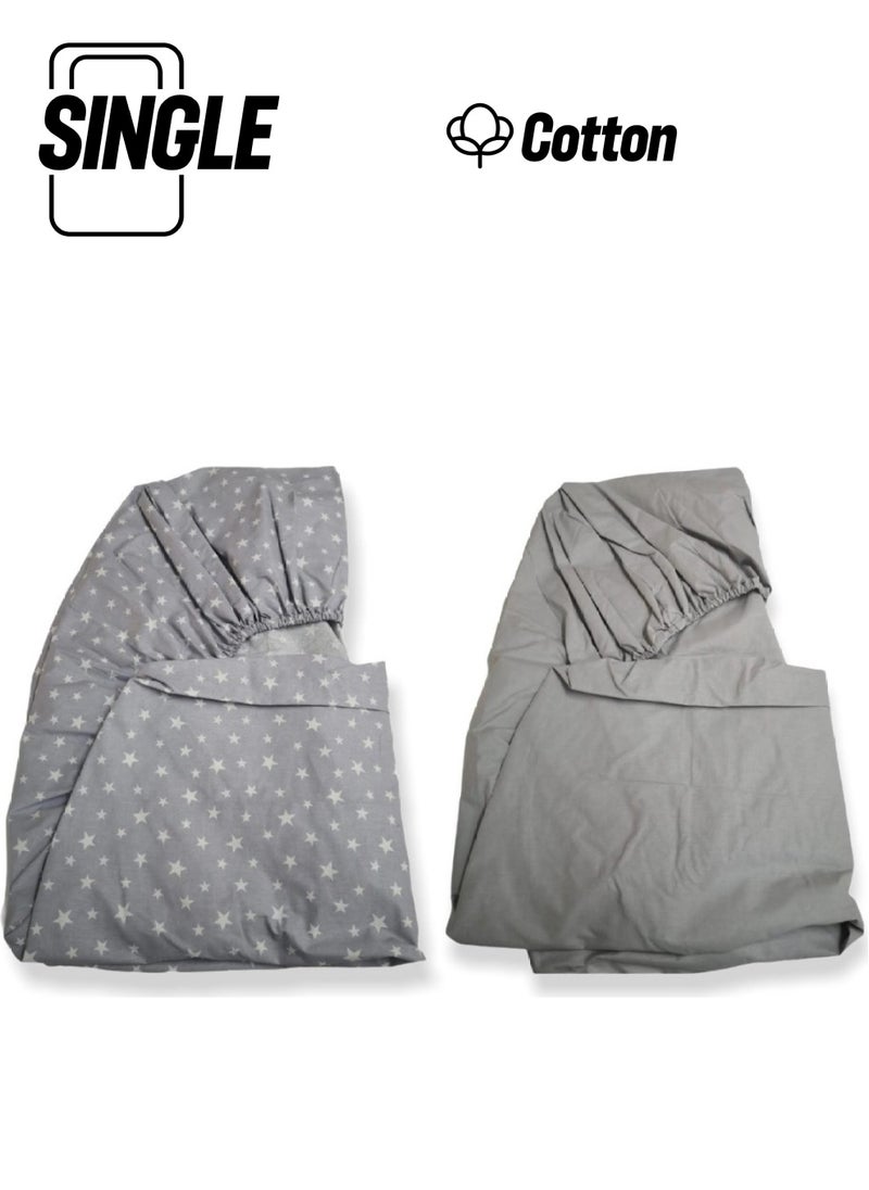 Bebek Özel Baby Special Baby Kids Gray and Starry Gray Elastic Sheet 70 x 140 cm 2 Pieces 