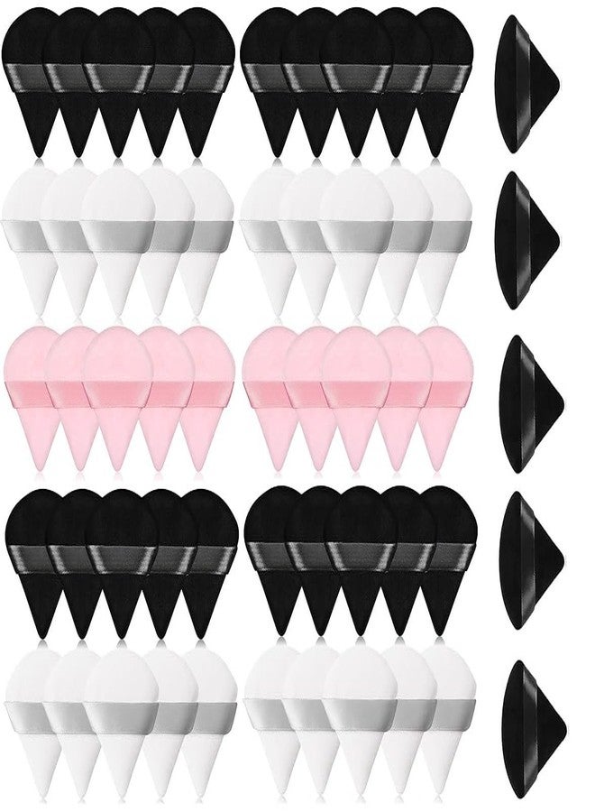SUNISA 56 Pieces Triangle Cosmetic Loose Powder Puffs Washable Reusable Soft Plush Foundation Sponge for Face Body Wet Dry Makeup Tool- Multicolor Pack of 56 - Image 1