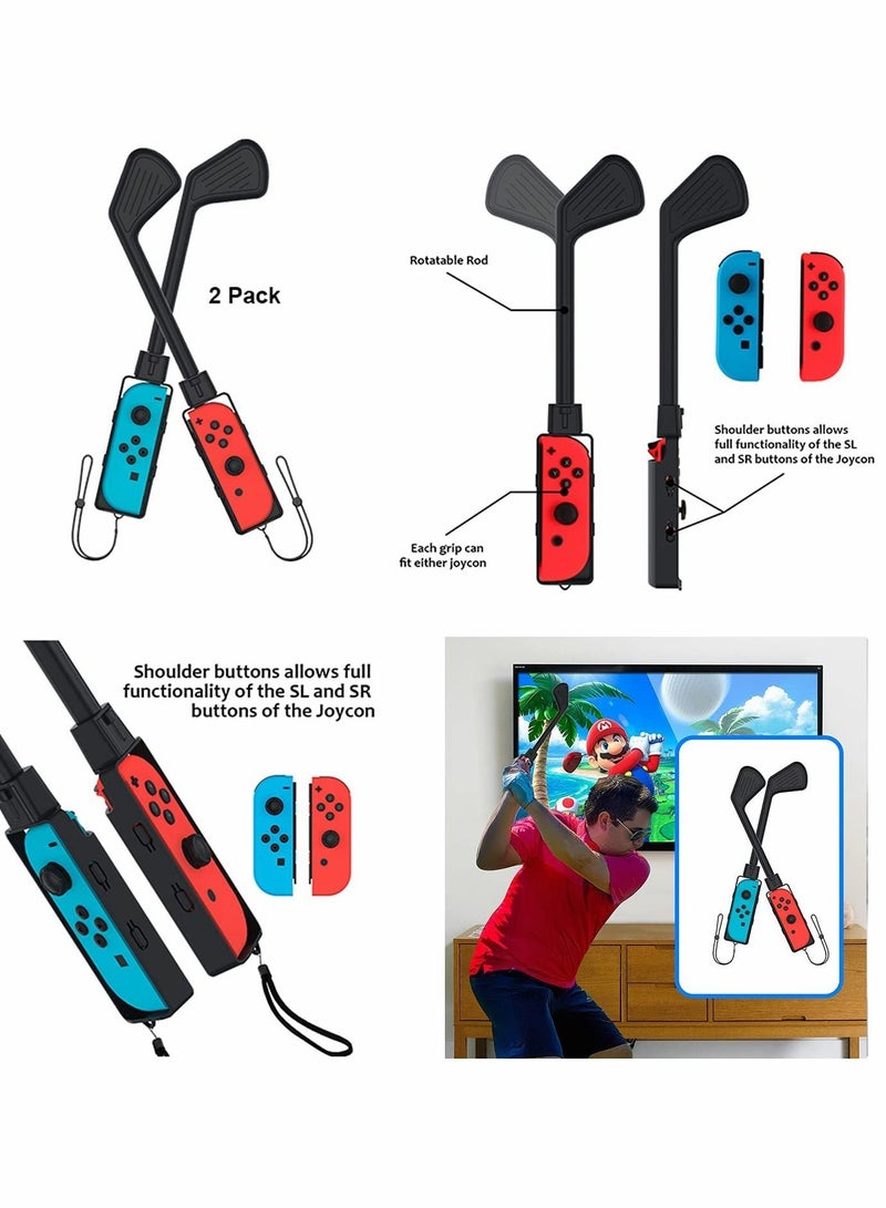 Excefore Switch Game Sports Accessories Bundle,10 in 1 Family Accessories Kit for Switch & OLED Games : Joycon Grip for Mario Golf Super Rush,Wrist Dance Bands & Leg Strap,Comfort Grip Case And Tennis Rackets  - Image 5