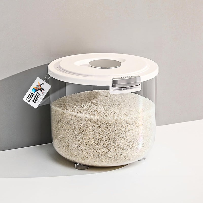 Buddy Rice Storage Container Barrel | Air Tight Transparent Plastic Containers | Dal Pulses Cereal & Flour Airtight Box | Large & Big Size Modular Home Organizer (Barrel - Small) - Image 1