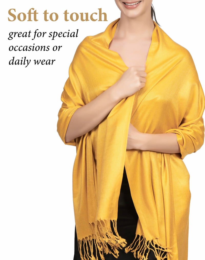 Achillea Soft Silky Pashmina Scarf for Women - Shawl Wrap for Evening Dresses, Bridesmaids, Weddings & Everyday Wear (Gold) - Image 5