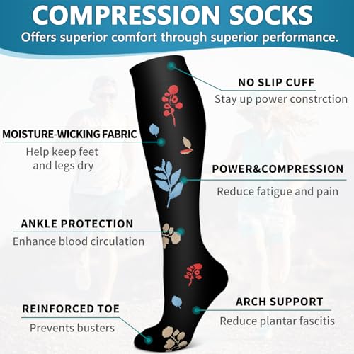 Bluemaple 6 Pack Copper Compression Socks for Women and Men Circulation-Best Support for Medical, Running,Nursing,Athletic - Image 5