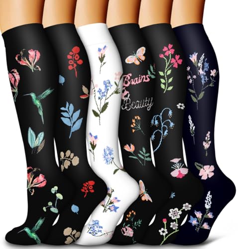Bluemaple 6 Pack Copper Compression Socks for Women and Men Circulation-Best Support for Medical, Running,Nursing,Athletic - Image 1