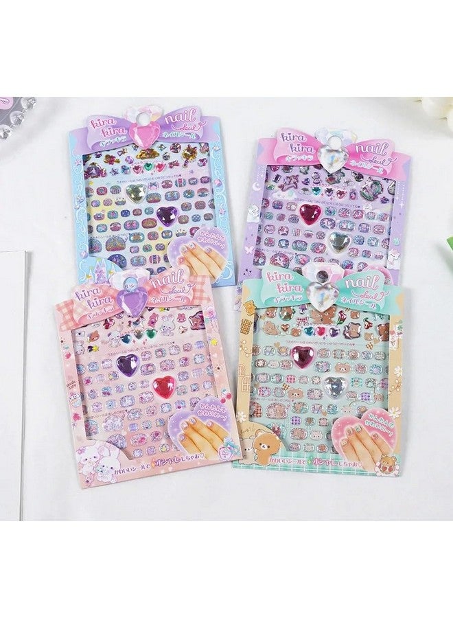 TEMSON Nail Stickers for Nail Art - 4 Sheets Self Adhesive DIY Nail Art Decoration, Nail Decorations Fashion Accessories for Girls, Mobile Backcover Sticker ForGirls(SL-AQN)(Pack of 4 Sheets) - Image 1