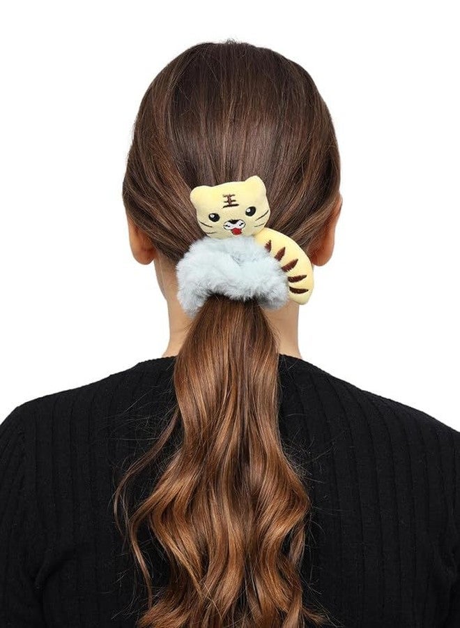 Minta Cat Hair Scrunchies for Women/Girl | Comfortable Ponytail Holder | Hair Tie | Girls Hair Accessories | Same As Pic | Fur Hair Scrunchie | Cute And Soft | 2 Pcs - Image 4