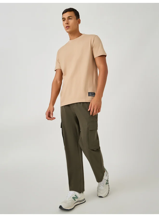 ستايلي Styli Badge Detail Mock Neck Regular Fit T-Shirt