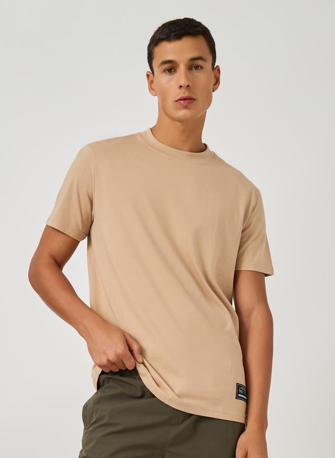 Styli Badge Detail Mock Neck Regular Fit T-Shirt - Image 1