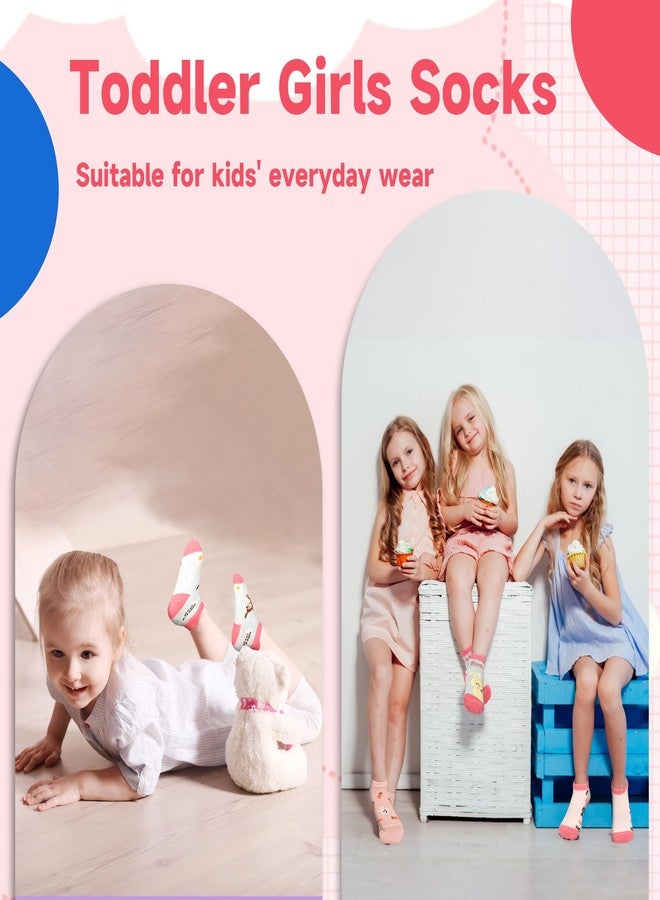Tphon Toddler Girls Socks with Grips Baby Anti Slip Ankle Socks 12 Pairs Kids Cute Cartoon Patterns Sock for 6M-7Years, 03# Rabbit, 3-5 Years - Image 4