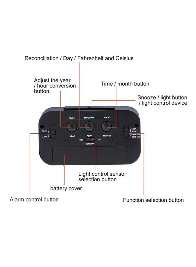 POLLEN LIFE LED Digital Table Alarm Clock Black 130 x 72 x 44mm - Image 3
