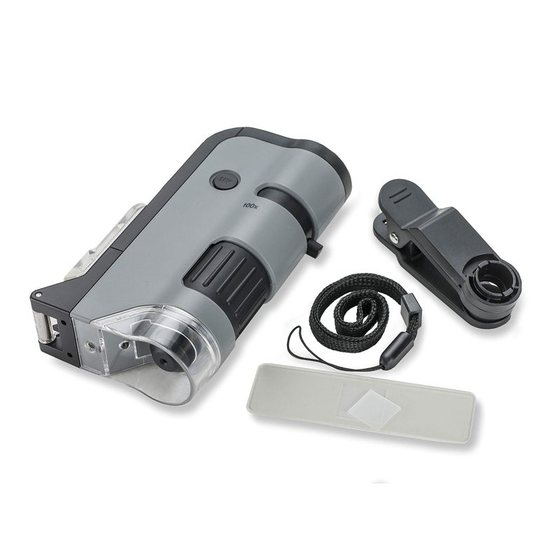 Carson Carson MicroFlip 100x-250x LED and UV Lighted Pocket Microscope with Flip Down Slide Base and Adapter with CarsonCam Phone App - Bundle Included with 24 Prepared Insect and Animal Slides (MP-250BUN)  - Image 3