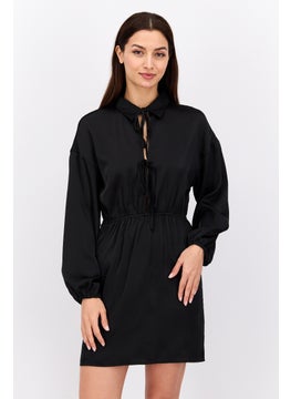 Lola May Women Solid Mini Dress, Black  - Image 1
