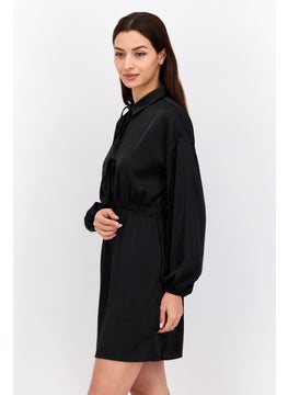 Lola May Women Solid Mini Dress, Black  - Image 2